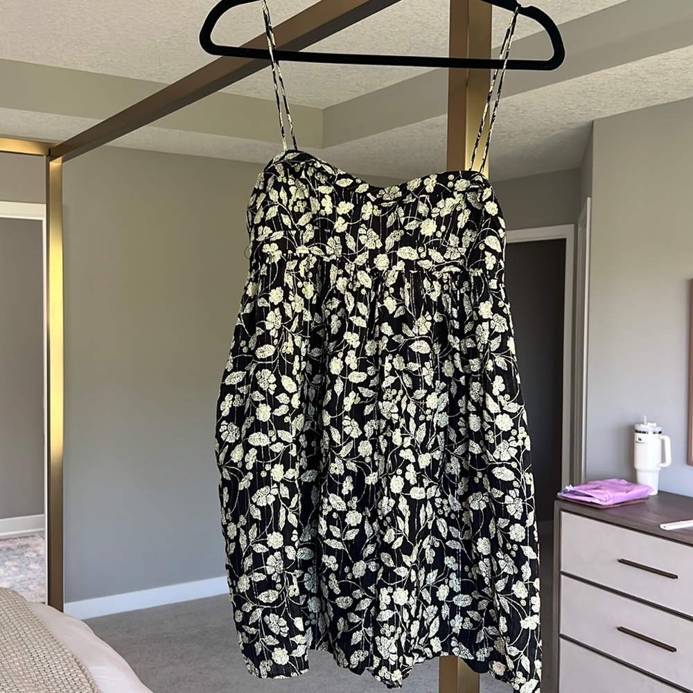 Zara Black and White Floral Jumpsuit